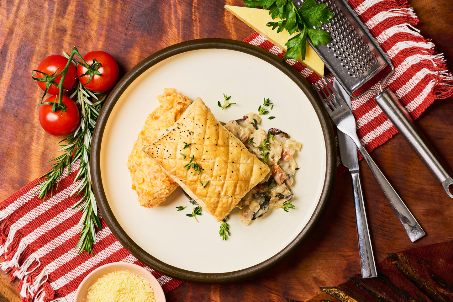 French tarragon chicken pie with buttery mash