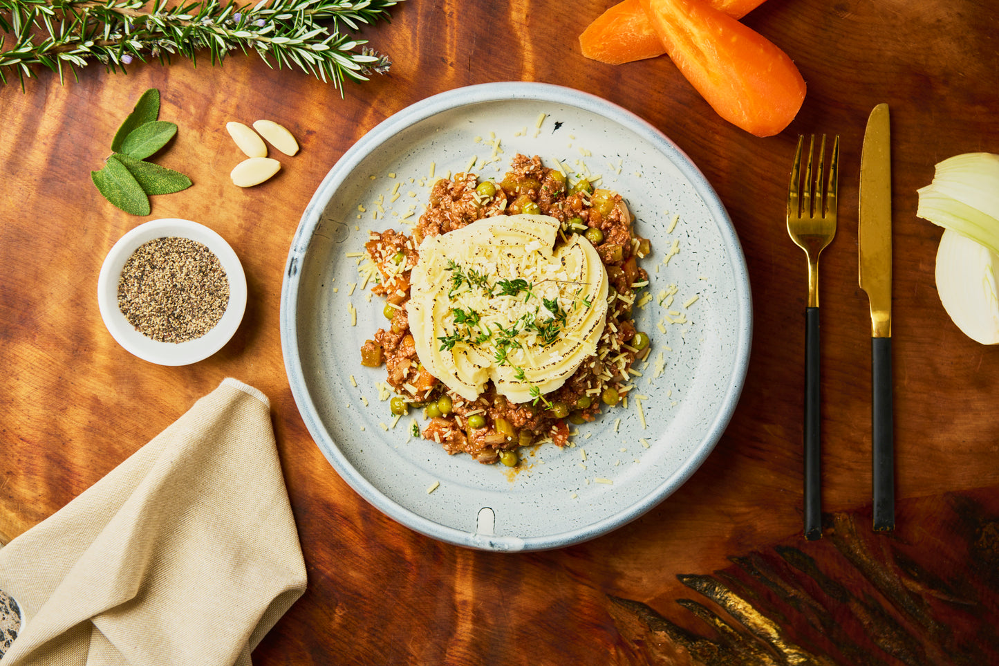 Greek lamb pie with potato & parmesan crust