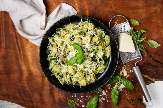 Smoky chicken, bacon and creamy pesto pasta